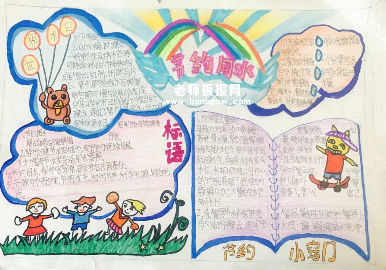 小学生简单漂亮的节约用水手抄报图片