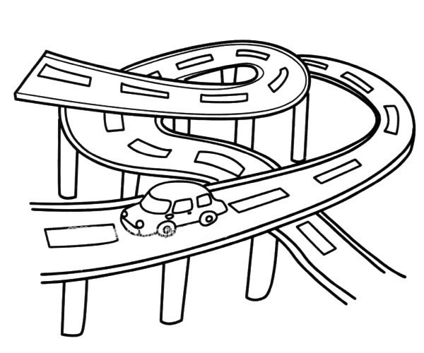 城市交通立交桥的简笔画图片怎么画
