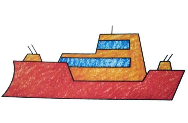 军舰简笔画彩色图片 军舰怎么画