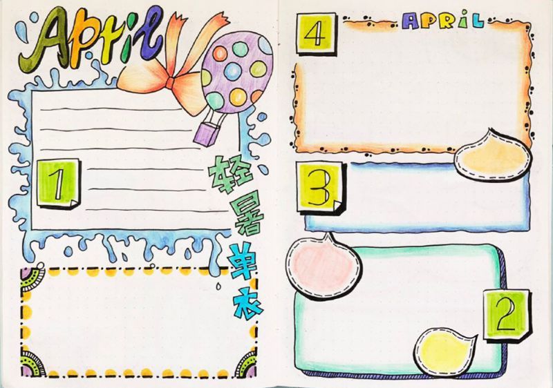 四月主题手抄报版面设计图片