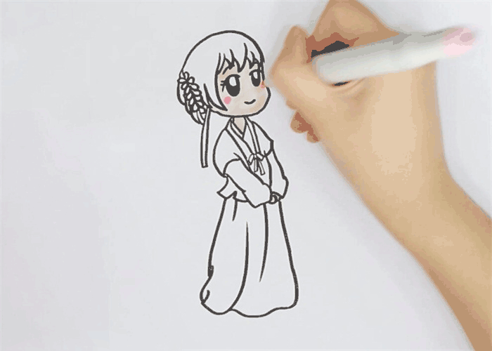 汉服小孩简笔画图片 小孩如何画