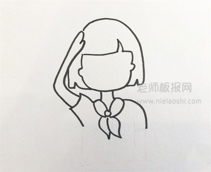 女学生敬礼简笔画图片 女学生敬礼怎么画的