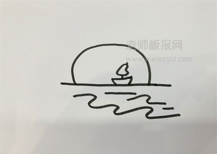 夕阳简笔画图片：夕阳如何画