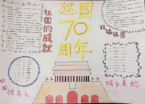 2019年建国70周年手抄报图片