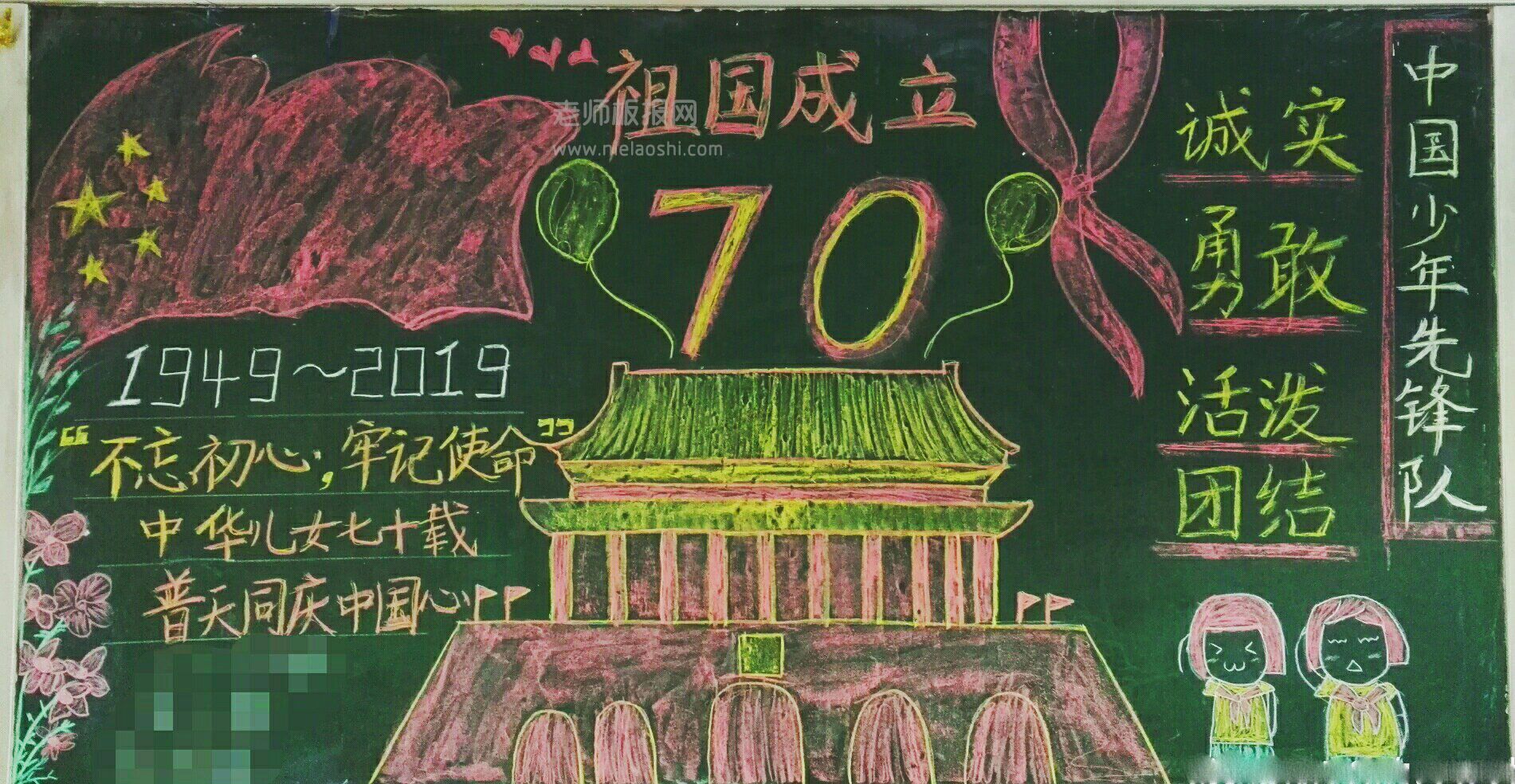 祖国成立70周年黑板报图片