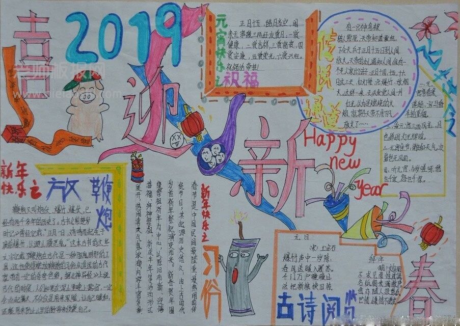 喜迎新春手抄报图片：happy new year