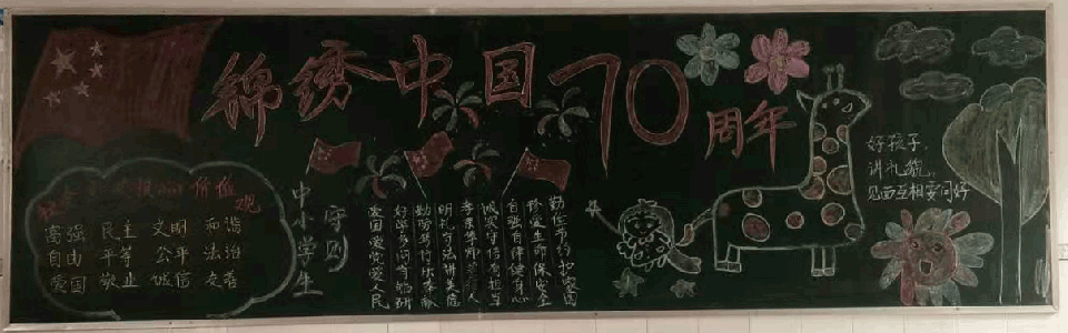 国庆节黑板报：锦绣中国70周年