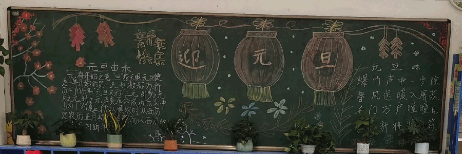 新年快乐 元旦快乐黑板报图片