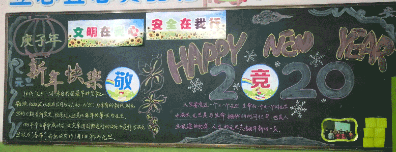 HAPPY NEW YEAR黑板报图片