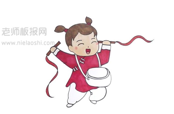 女孩迎新年简笔画图片 女孩迎新年怎么画