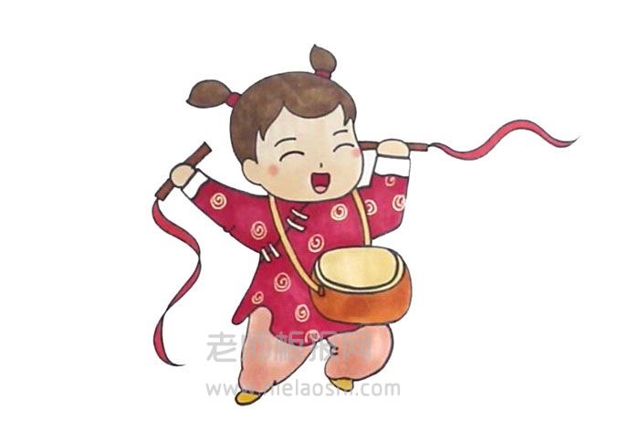 女孩迎新年简笔画图片 女孩迎新年怎么画