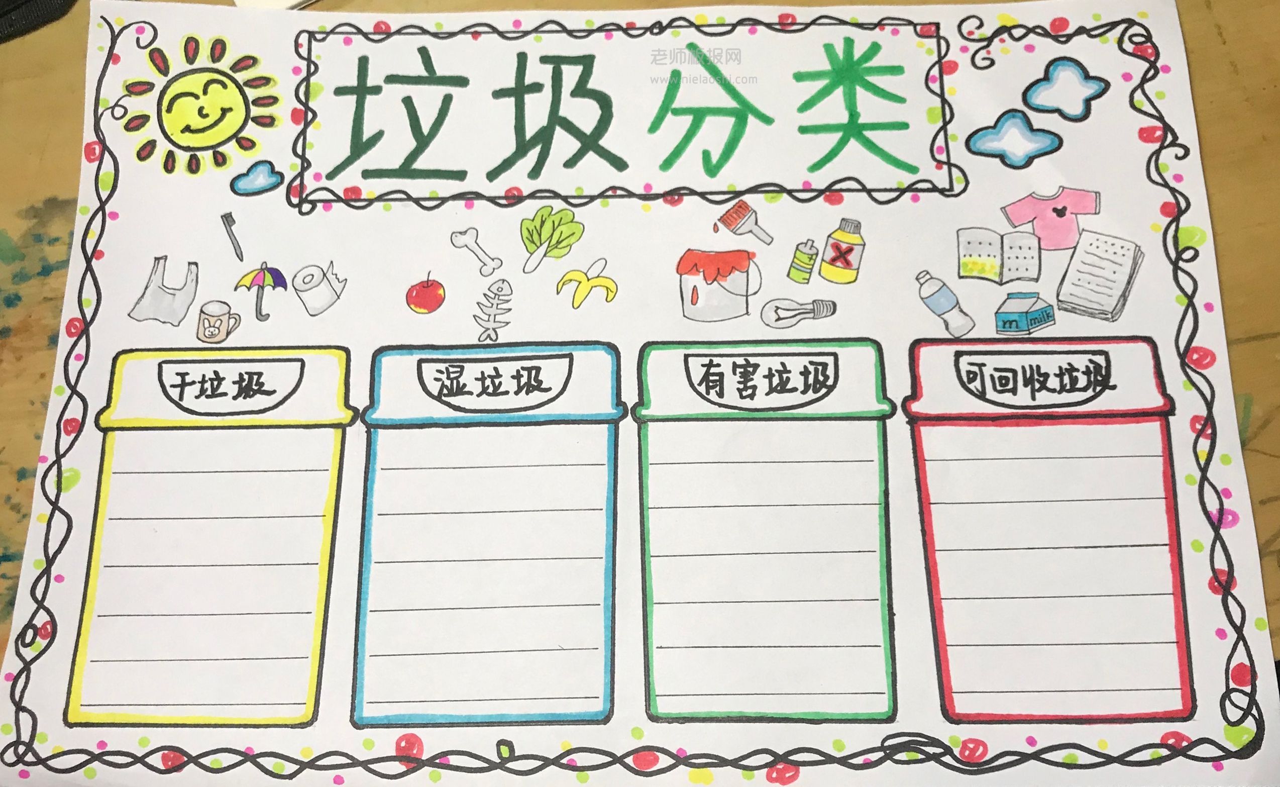 2020最新垃圾分类手抄报版面设计图片