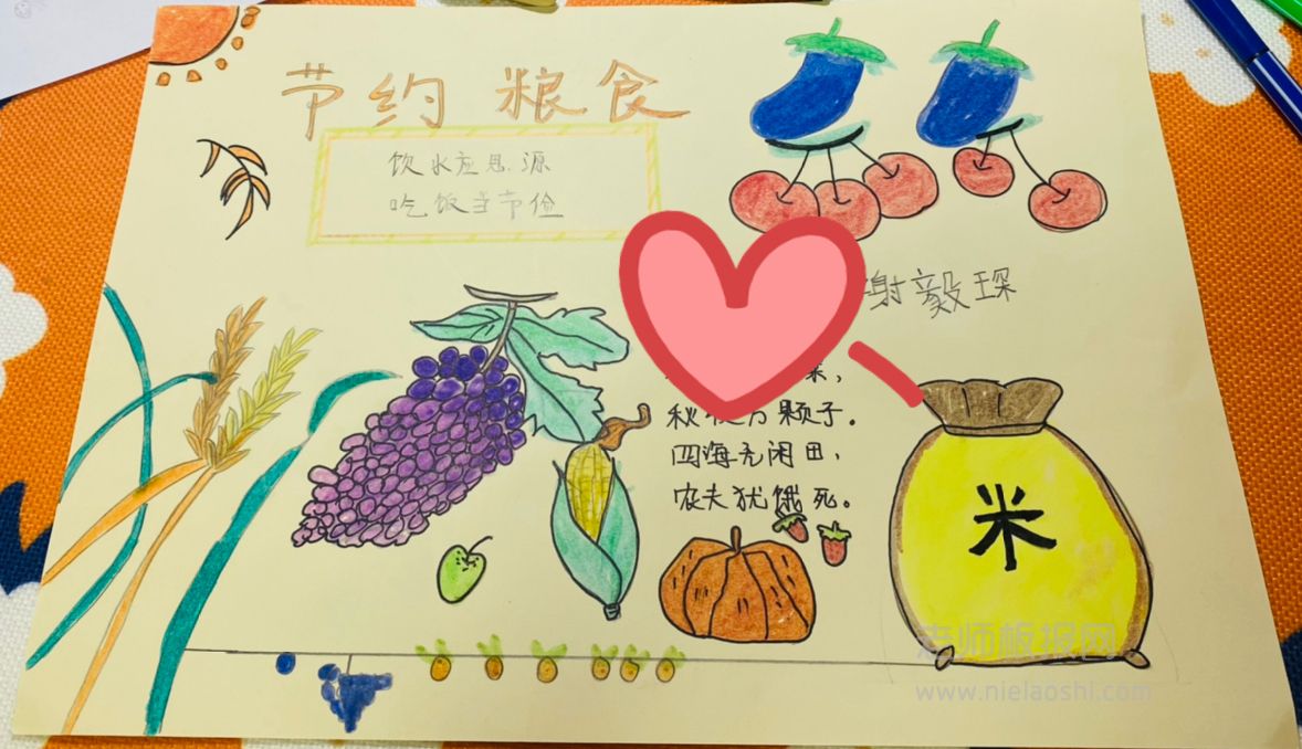 中小学生节约粮食手抄报图片