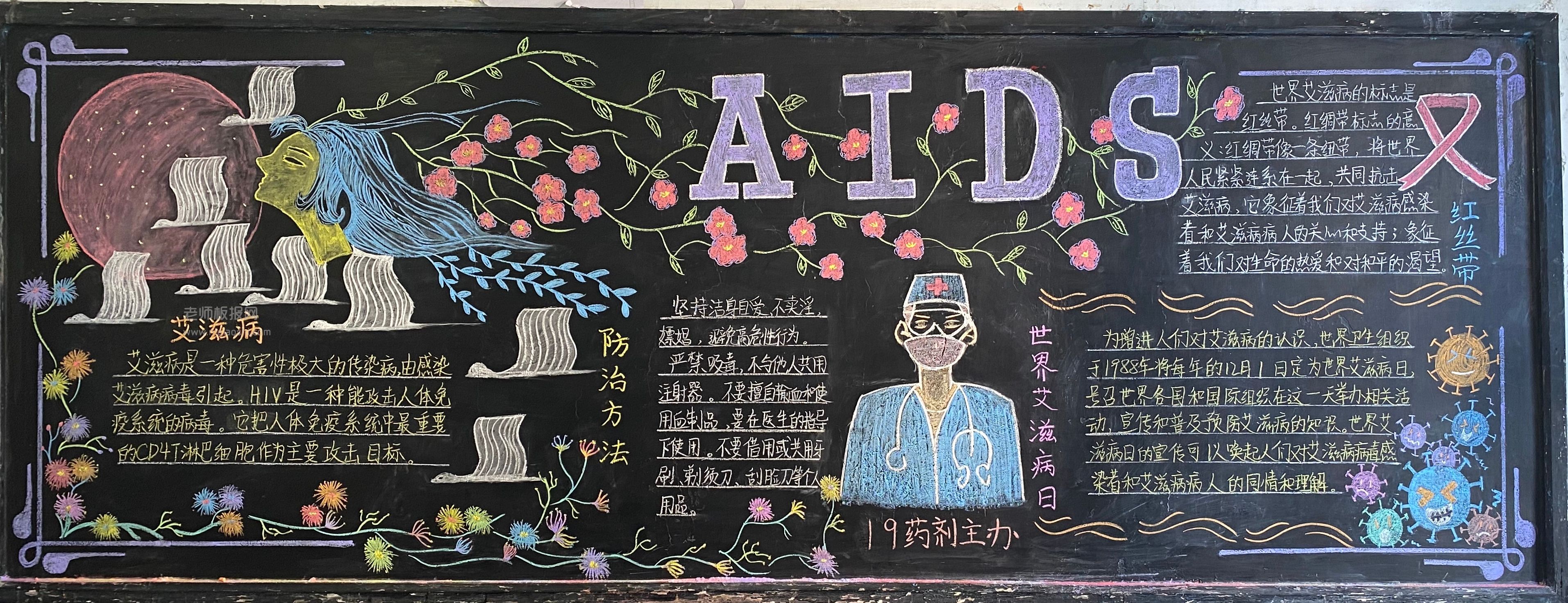 AIDS艾滋病黑板报图片