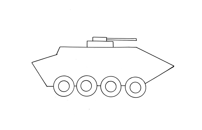 特警战车简笔画图片 特警战车是怎么画的