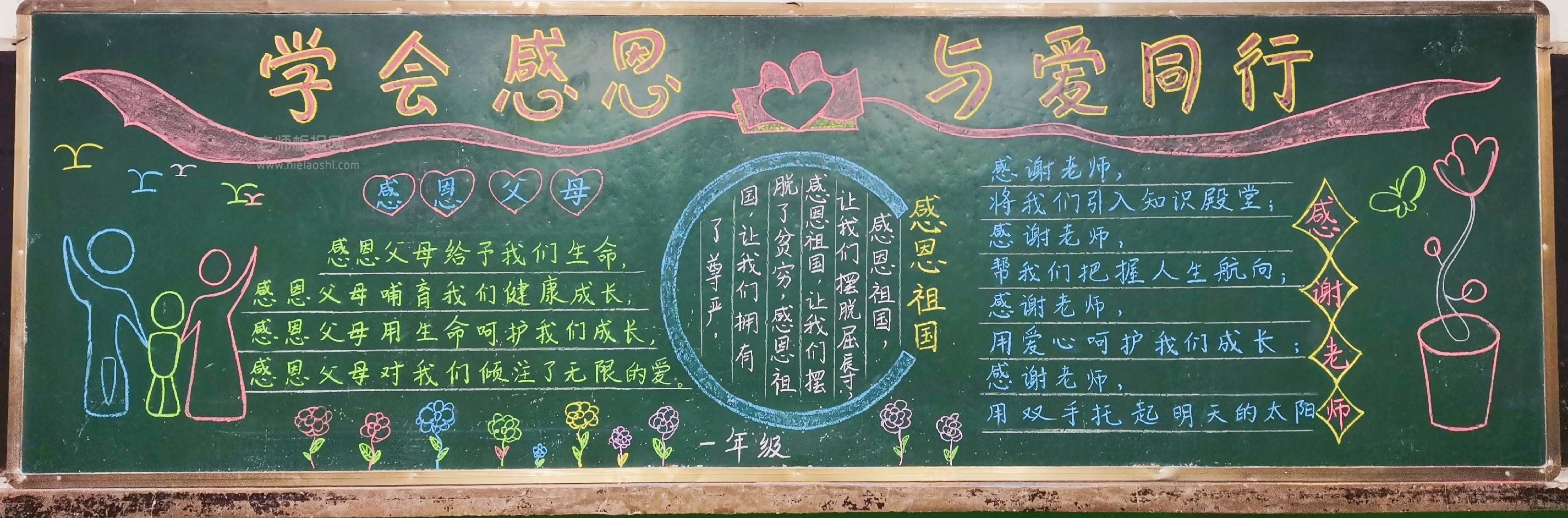 学会感恩与爱同行黑板报图片