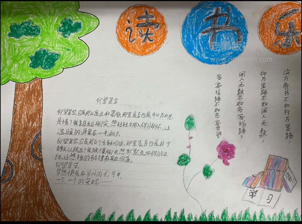 小学生读书手抄报图片 读书乐