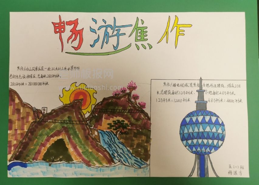 中小学生畅游焦作手抄报漂亮图片