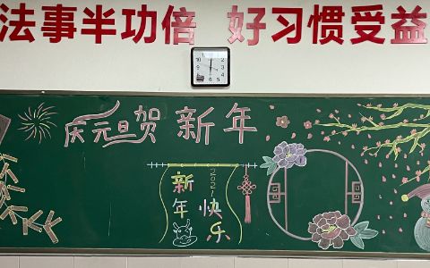 2021庆元旦贺新年小学生黑板报图片