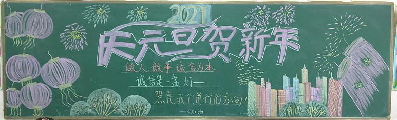 小学生庆元旦贺新年黑板报图片