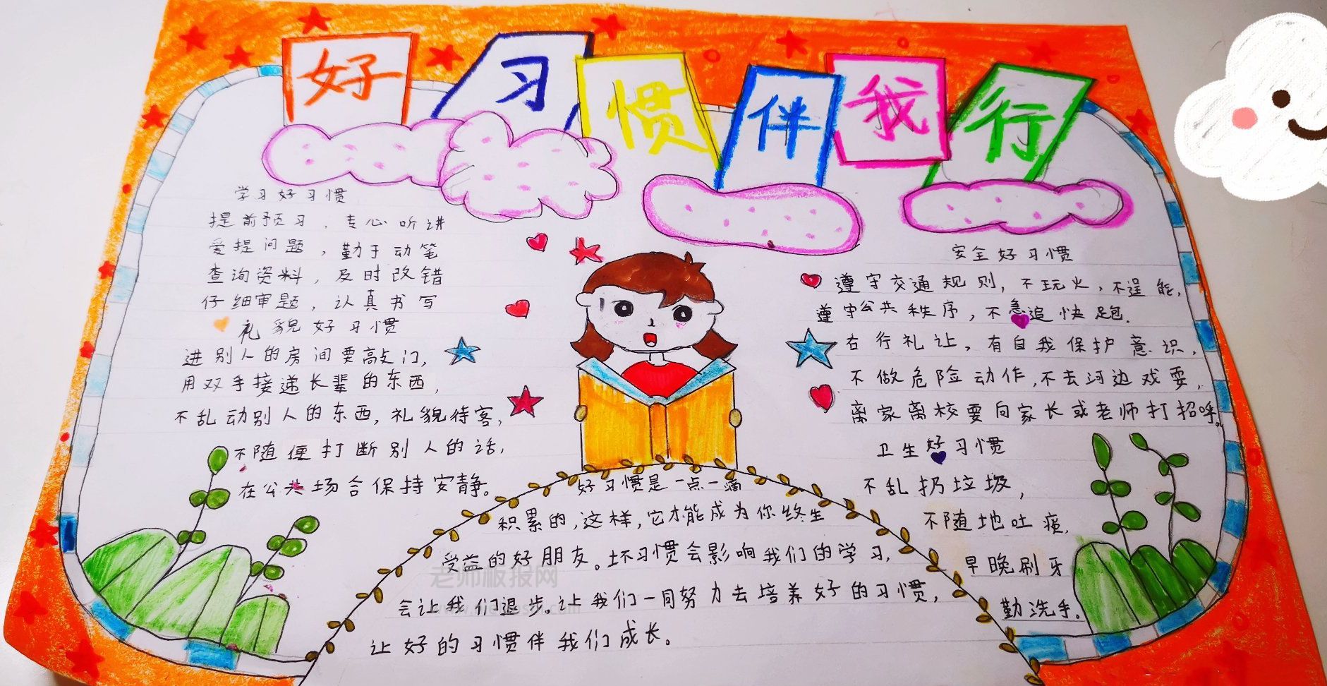 小学生学习生活安全好习惯手抄报