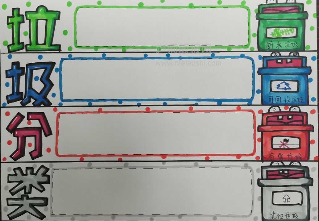 生活垃圾分为四大类手抄报版面设计图片