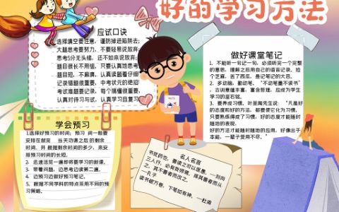 好的学习方法手抄报学习技巧电子小报word模版