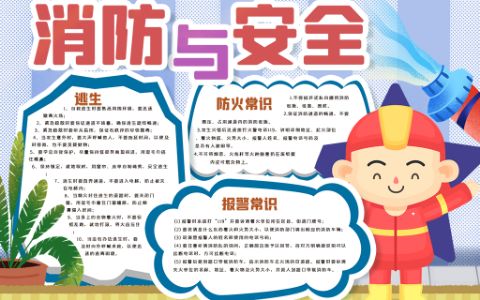 消防与安全手抄报防火小报word电子模版