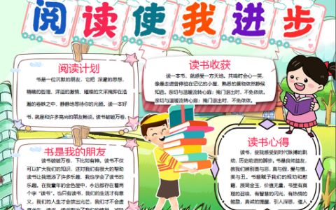 阅读使我进步小报学生阅读手抄报word电子模版