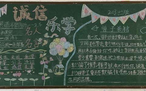 小学生诚信乐学黑板报图片