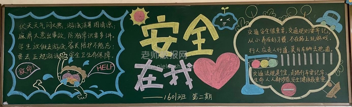 中小学生防溺水与交通安全黑板报图片