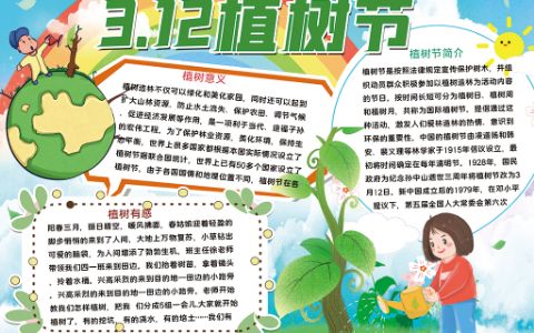 312植树节手抄报小学生环保小报word电子模版