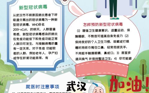 万众一心严防疫情手抄报预防新型冠状病毒小报word电子模版