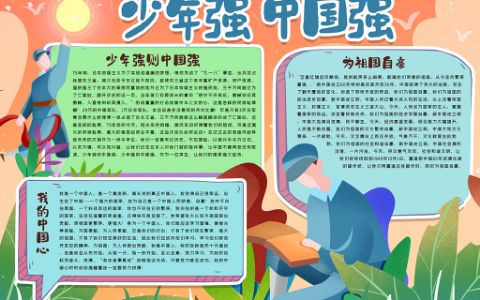 少年强中国强小报小学生爱国教育手抄报word电子模板