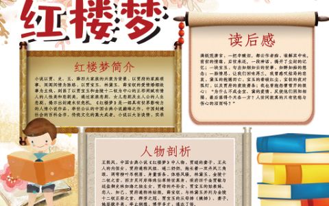 四大名著之红楼梦小报word电子手抄报模板