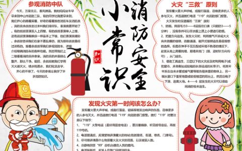 中国风消防安全火灾小常识手抄报word电子小报模板