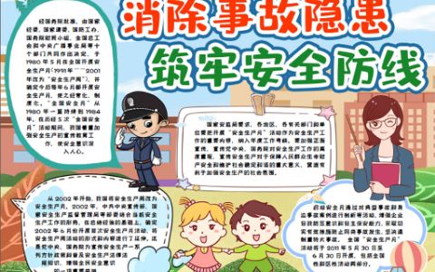 安全生产月小报企业安全防范学生手抄报word模版