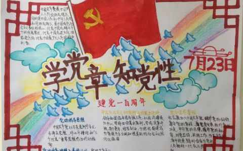 学党章知党性建党一百年周年手抄报图片