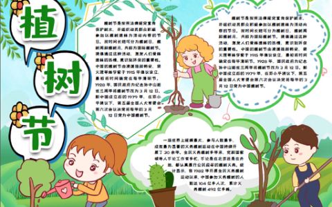 植树节绿化环保小报电子手抄报word模版