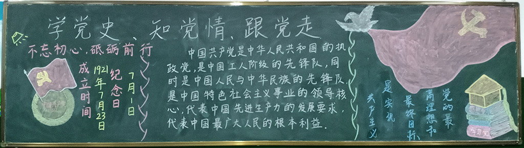 学党史 知党情、跟党走黑板报图片