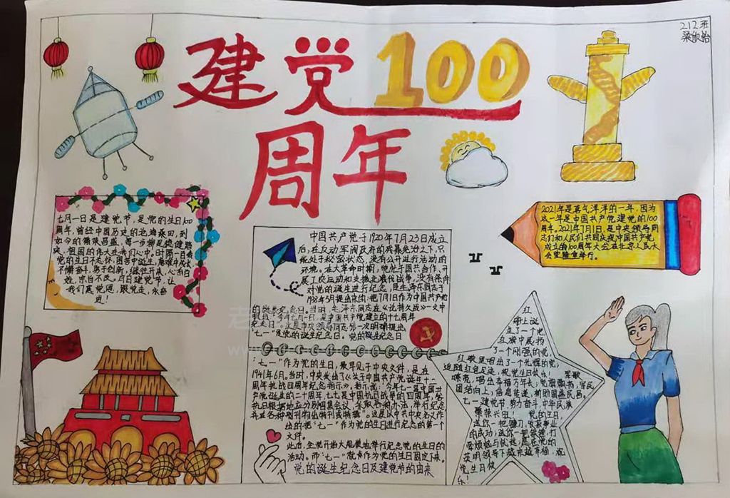 纪念七一建党100周年黑板报图片