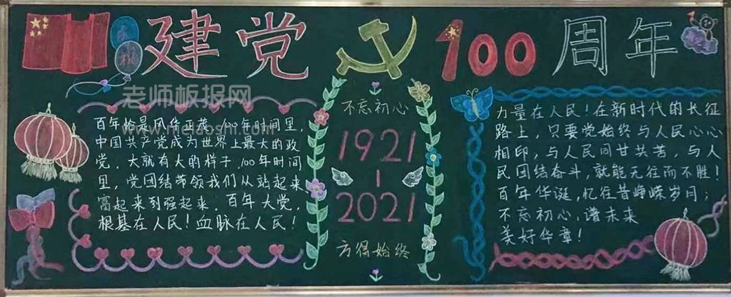 迎接建党100周年黑板报高清图片