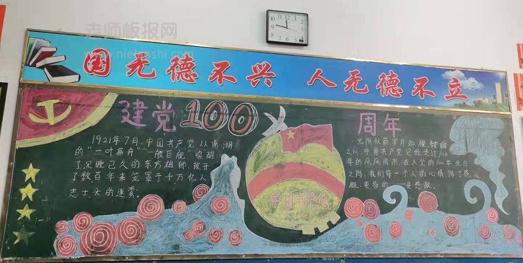 热烈庆祝建党100周年黑板报图片