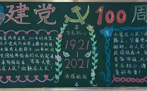 迎接建党100周年黑板报高清图片