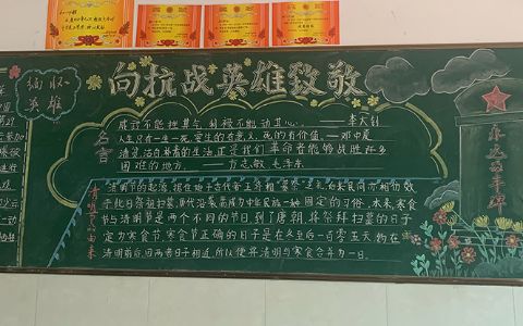 向抗战英雄致敬清明节黑板报图片