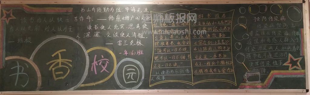 书香校园黑板报图片