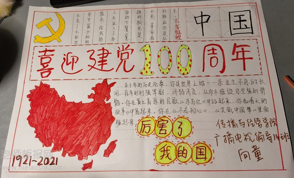 中国喜迎建党100周年手抄报图片