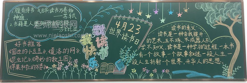 4月23日世界读书日黑板报图片