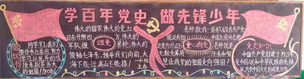 学百年党史做先锋少年黑板报图片