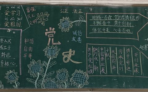 小学一年级学党史黑板报图片